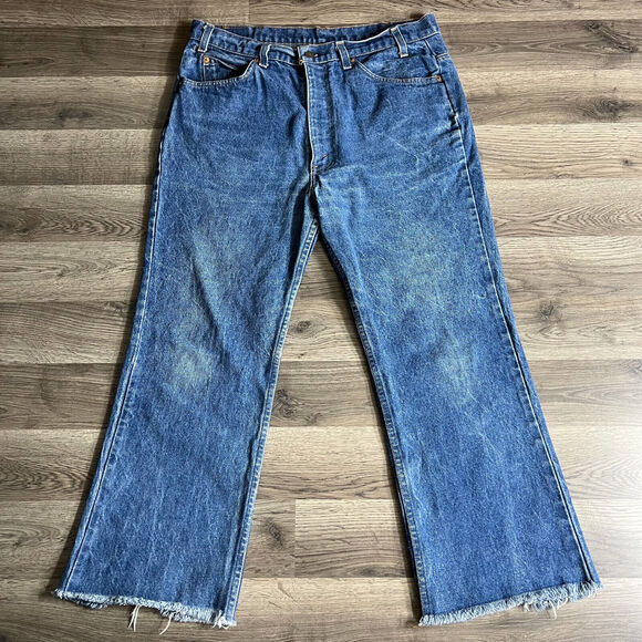 VTG Levis 517 Jeans Fits 34x26 Raw Hem Saddleman Orange Tab‎ 1980s Made in USA - Picture 1 of 10